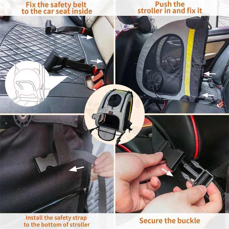 2-in-1 Pet Stroller & Detachable Car Seat – Foldable Dog Stroller with Shock-Absorbing Wheels