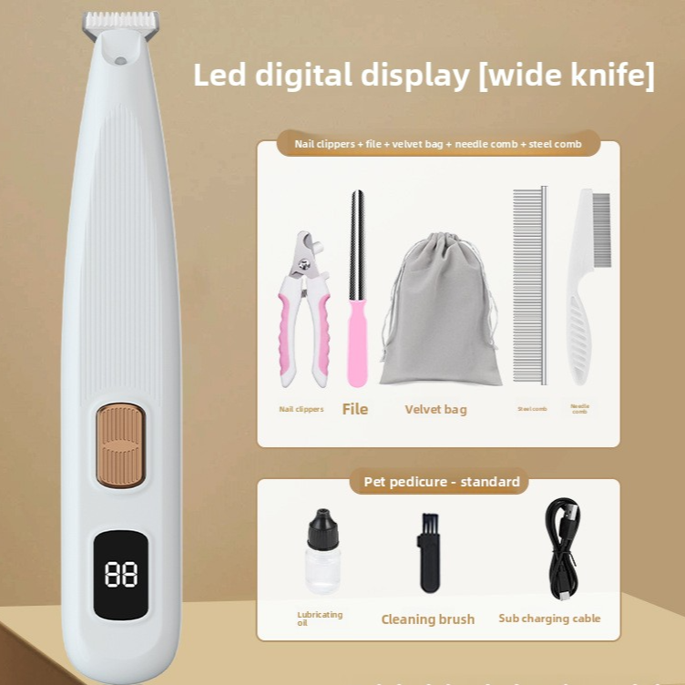Professional Waterproof Pet Trimmer with Smart LED Display | Precision Grooming for Paws, Ears & Face
