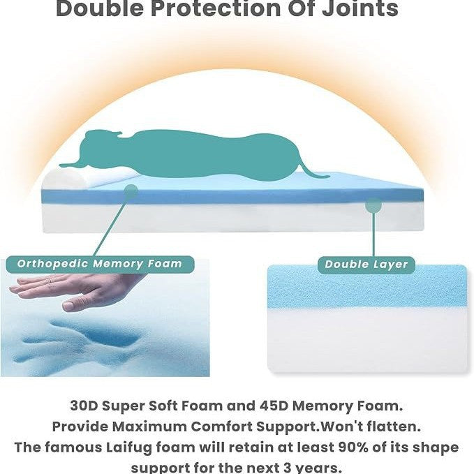 Orthopedic Memory Foam Dog Bed | Waterproof Joint Relief Mattress with Integrated Pillow