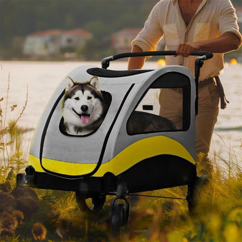 2-in-1 Pet Stroller & Detachable Car Seat – Foldable Dog Stroller with Shock-Absorbing Wheels