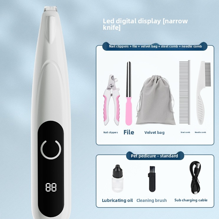 Professional Waterproof Pet Trimmer with Smart LED Display | Precision Grooming for Paws, Ears & Face
