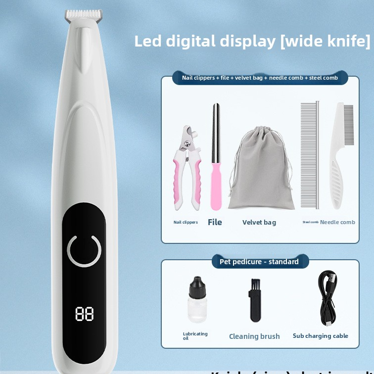 Professional Waterproof Pet Trimmer with Smart LED Display | Precision Grooming for Paws, Ears & Face