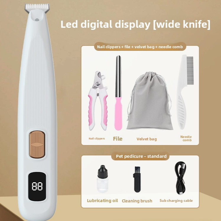 Professional Waterproof Pet Trimmer with Smart LED Display | Precision Grooming for Paws, Ears & Face