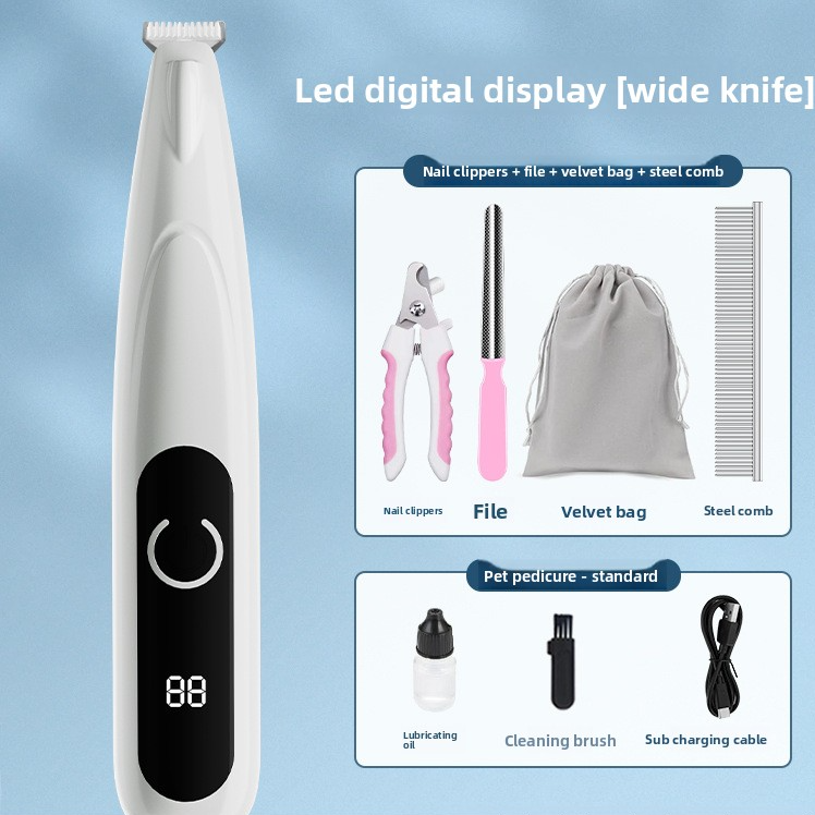 Professional Waterproof Pet Trimmer with Smart LED Display | Precision Grooming for Paws, Ears & Face