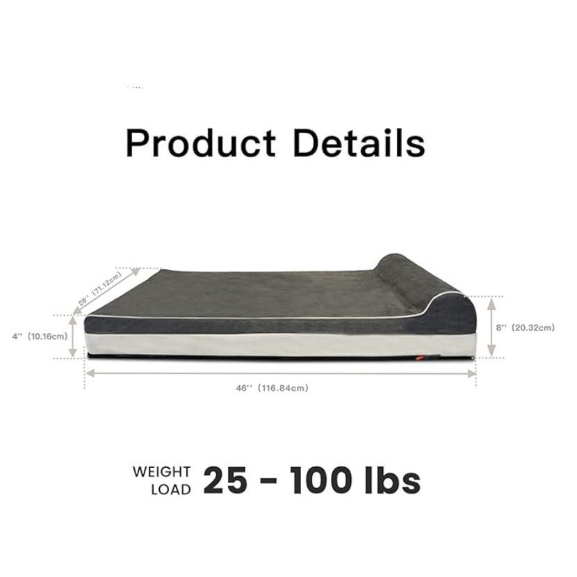 Orthopedic Memory Foam Dog Bed | Waterproof Joint Relief Mattress with Integrated Pillow